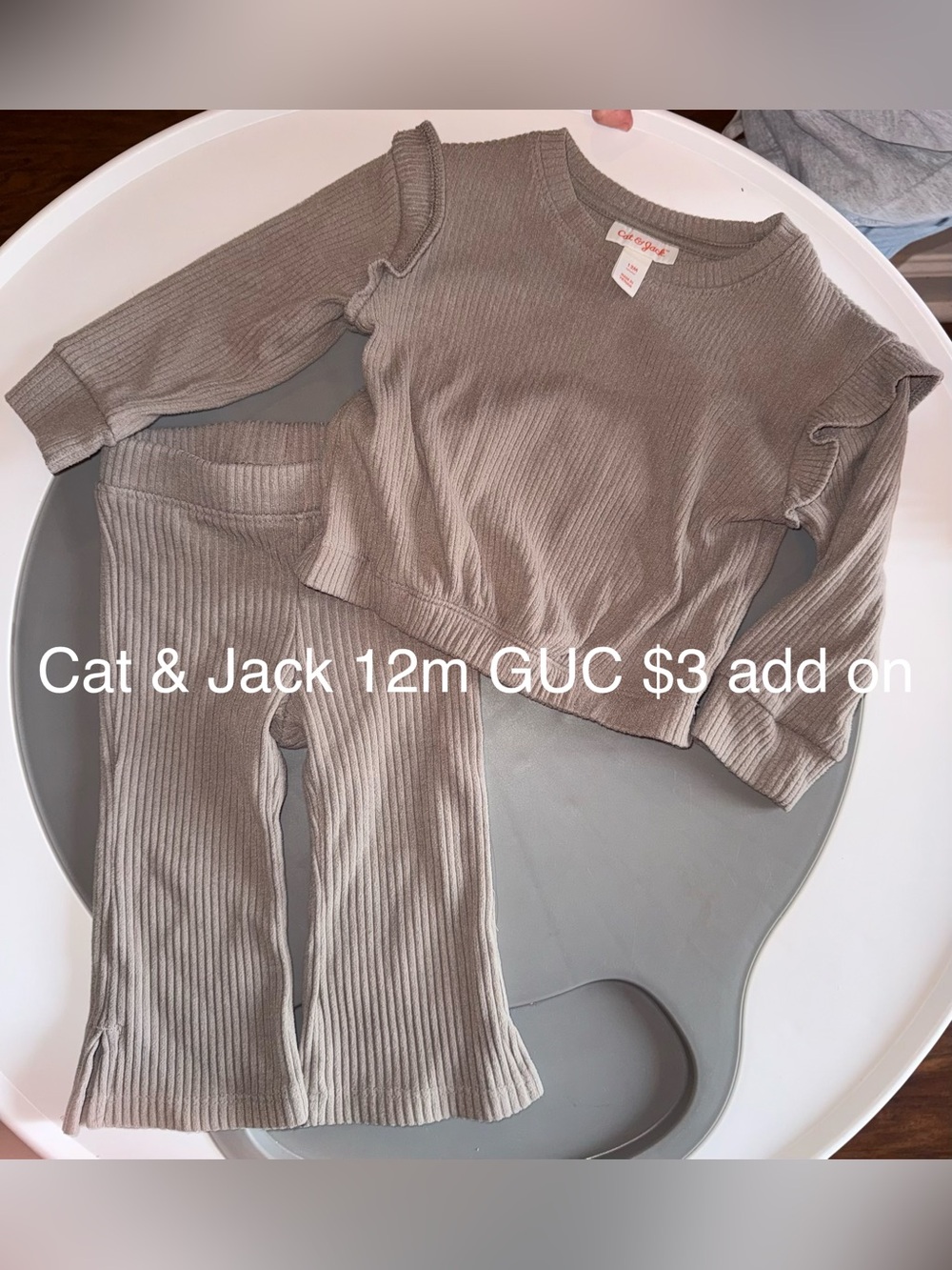 Cat & Jack Ribbed Two-Piece Set in Taupe/Nude